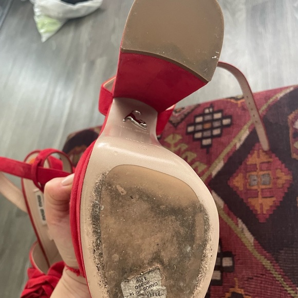 MIU MIU RED PLATFORM HEELS - Picture 6 of 16